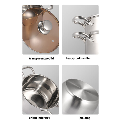 204 Stainless Steel 2 Layer Steamer Pot With Glass Lid-18cm 1