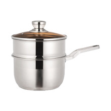 204 Stainless Steel 2 Layer Steamer Pot With Glass Lid-18cm