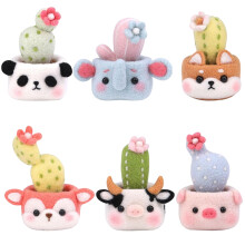 Vibranting Color Wool Felting Set DIY- animal potted plant