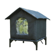 Insulated Outdoor Cats Houses Waterproof-M Black with bracket