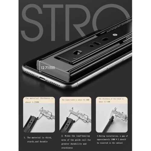 Twosection guide rail cabinet slide buffer rail slide computer desk keyboard slide rail(14in) 1