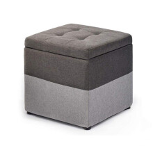 Solid Flax Square Stool Multifunctional Storage Box Purple Ideal for Living Room Hallway Footstool Sofa Bench Simple Elegant Design Grey