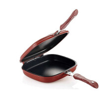 Pans Nonstick Double Sided Pan Red Barbecue Omelette Saucepan Square NonStick Pan Grilled Fried Baking Frying 28cm Kitchen Cookware