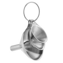 3piece stainless steel funnel set – Mini funnels for oil, wine, and more – Multipurpose kitchen tool (3Pcs Funnel 2 brush)