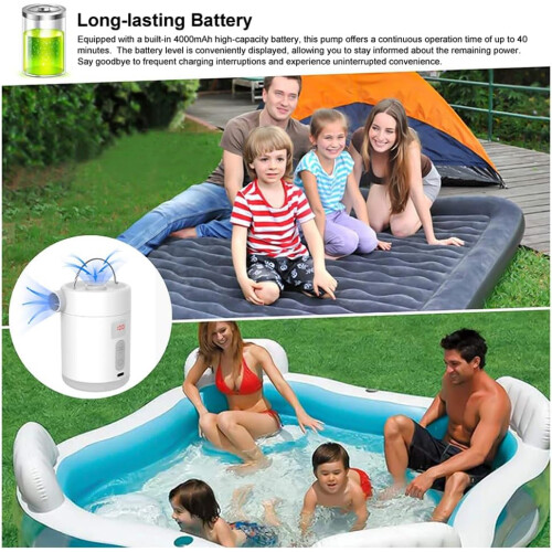 Portable Electric Compressor Pump with 3 Nozzles  Light for Inflation 1