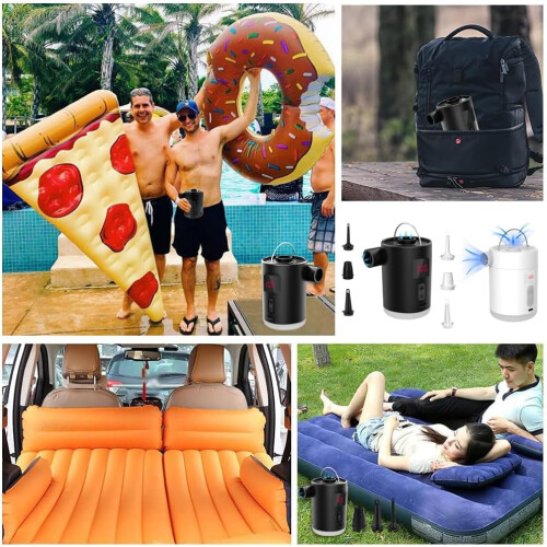 Portable Electric Compressor Pump with 3 Nozzles  Light for Inflation 2