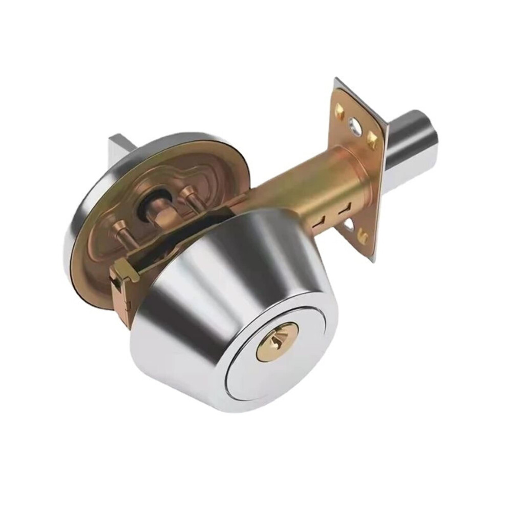 Home Door Gate Deadbolt Metal Bolt Security Door Lock With Key Lock For Home Office Door Lock Silver 9412369726278