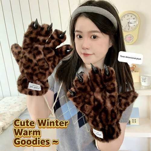 Fashionable Winter Gloves Lovely Leopard Pattern-light leopard 2