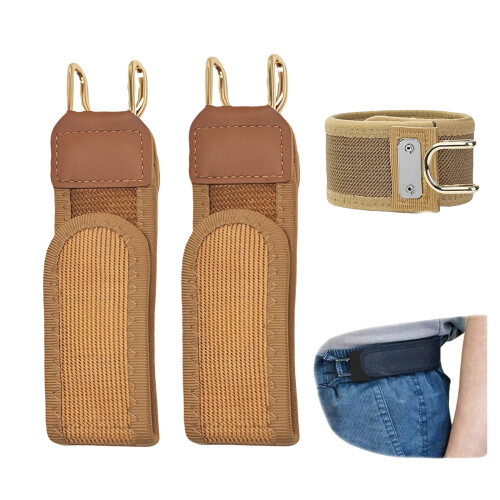 Functional Metal Hook Stretch Waistband, Unisex-brown 2