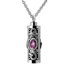 Stainless Steel Crystal Cremation Urn Necklace for Ashes Keepsake Cremation Jewelry for Human Ashes Memorial Pendant Purple