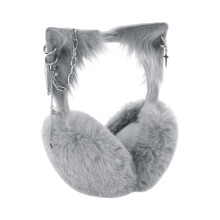 Cartoon Plush Ear Muffs Warmer For Children Parents-Gray