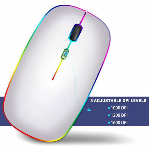 Kabellose Computermaus mit RGB-LED, Dual-Modus, Bluetooth/WLAN Silver 1