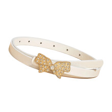 Adjustable Waist Belt with Rhinestones-White Adult version