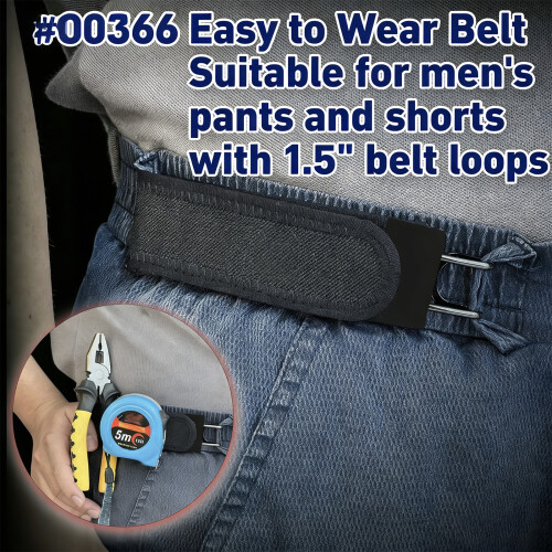 Functional Metal Hook Stretch Waistband, Unisex-Black 2 2