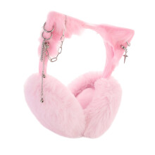 Portable Puss Ears Plush Ear Covering For Commute Travel-pink