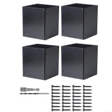 Corrosionresistant, adjustable post protectors for wood for mailboxes and fences, complete installation set (4 pieces)