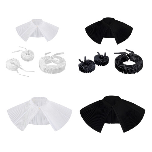 Detachable Collar Set Practical Polyester-White accordion shaw 1