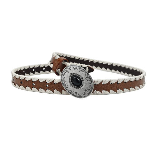 Gothic Black Eyelet Detailed Adjustable Waist Strap For-brown