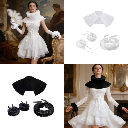 Detachable Collar Set Practical Polyester-White accordion shaw 2