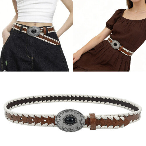 Gothic Black Eyelet Detailed Adjustable Waist Strap For-brown 1