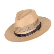 Unisex Wide Brimmed Sun Hat Blue Ribbon Style For Summer-Khaki