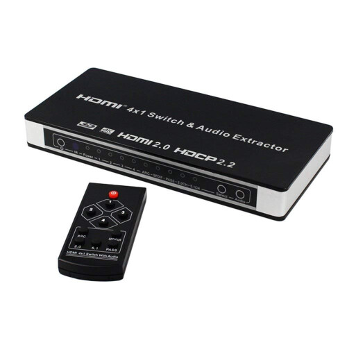 Switch HDMI 4x1 e splitter audio UHD 4K 3D HDMI 2.0 ARC Toslink+RCA 1