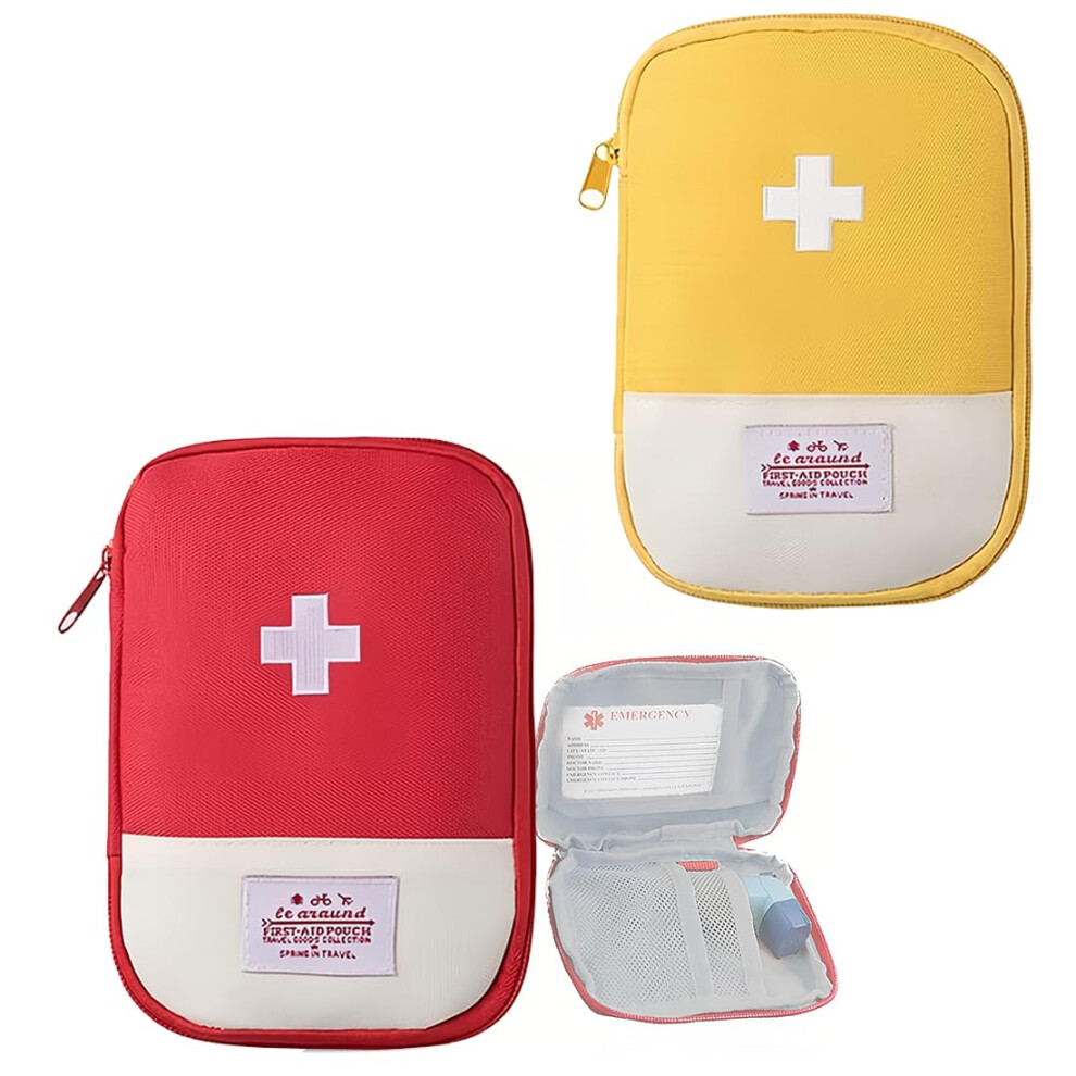 Pack of 2 Medicine Bag, Travel Pharmacy Bag, Waterproof, First Aid Bag, Empty, First Aid Kit Outdoor, for School, Travel, Camping and Hiking