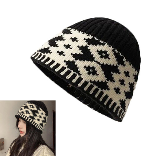 Pullover Knit Head Wrap Beanies Soft Thicken Hat for Women-Red 2