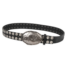 Punk Waistband Heavy Duty Metal Buckles Belt For Ladies-112cm