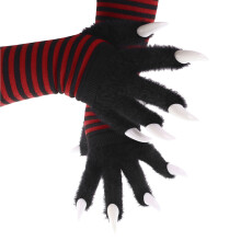 Furry Cats Claw Gloves Fursuit Animal Foxes Paws Mittens-red bk