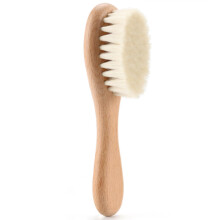 Baby Brush, Baby Hair Brush, 1.7 x 0.6 Inch Wool Soft Hair Brush with Beech Handle, Baby Comb for Scalp Care, Baby Shower, Registration Gift