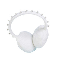 Stylish Plush Ear Muffs with Rhinestones-white imitation pear
