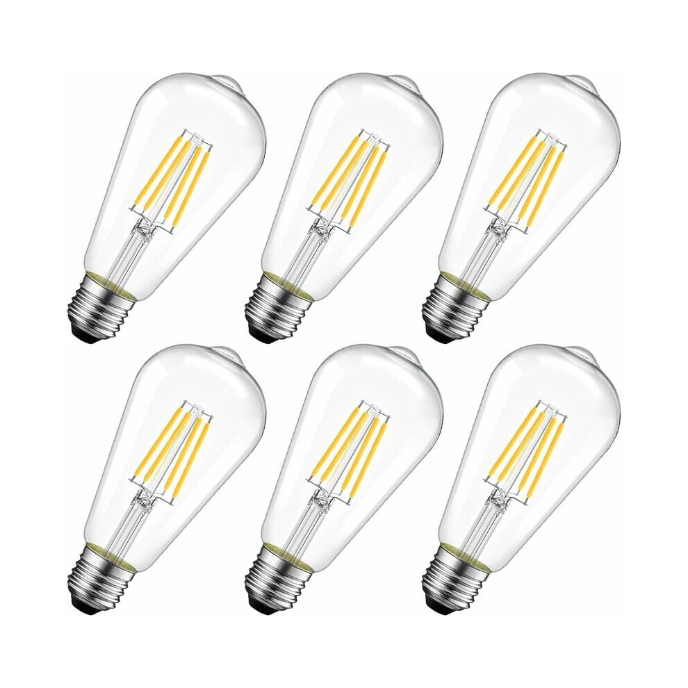 Led Filament Candle For Elegant Reproduction, 4W Led Replacing 40W Incandescent, Warm Daylight 4000K, Clear Glass, St64 Shape, E27 Base, 6Pcs Pack 9190834911175