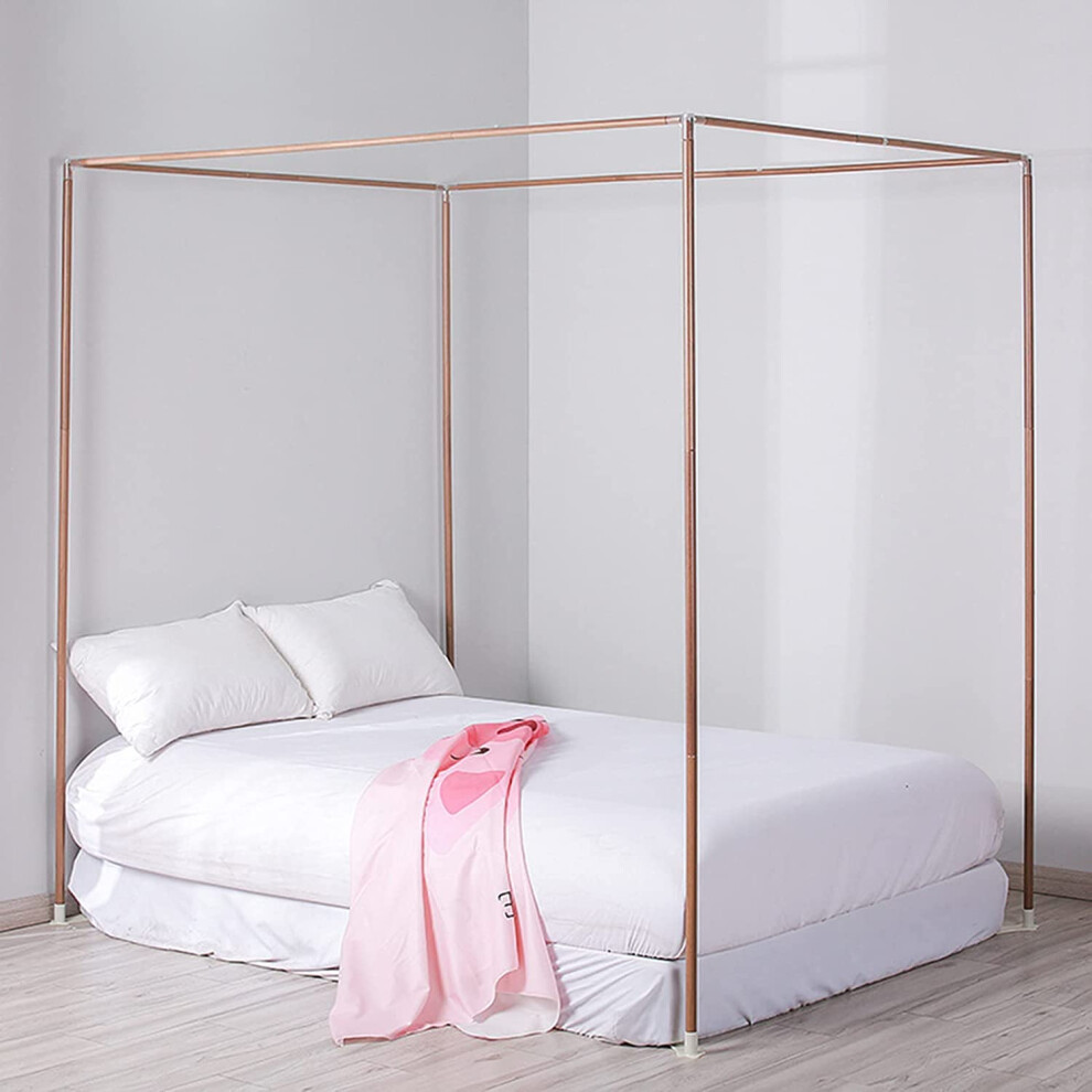 Stainless Steel Mosquito Net Holder Wood Bed Post Four Corner Metal Bed Canopy Bed Linen Mosquito Net Canopies Bedroom Decor Single Bed Twin Bed Grain