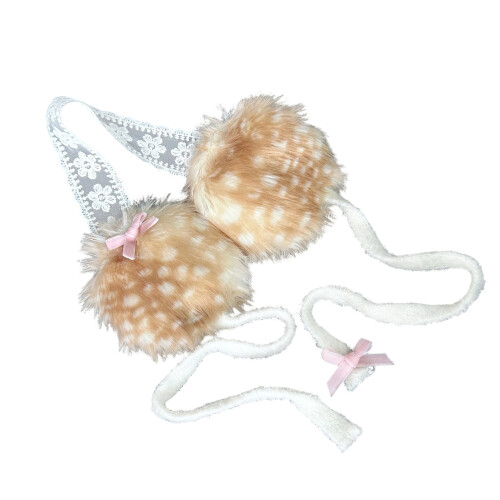 Deer Pattern Earmuffs Soft Plush Ear Protectors For-Bow tie
