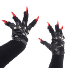 Fuzzy Cats Nails Gloves Plush Padded Design Ideal for-black red
