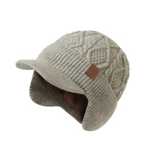 Fashion Ear Protective Baseball Cap Men's Winter Skull-Beige