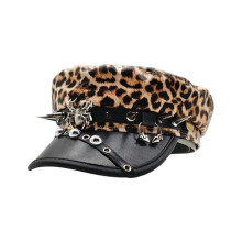 Fashion PU Leather Beret Hat Flat Top Trucker Hat for Women-2
