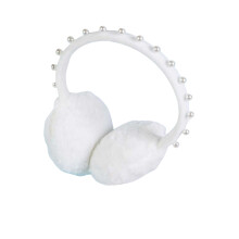 Women Winter Earmuffs with Rhinestones-white imitation pear