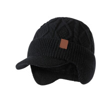 Fashion Ear Protective Baseball Cap Men's Winter Skull-Black