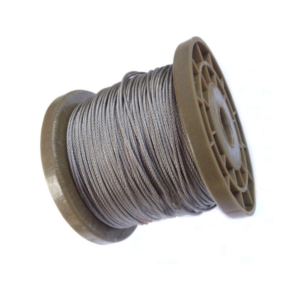 100Metres 0.6/0.8/1 / 1.2/1.5Mm 2Mm 304 Stainless Steel Multistrand Bare Rope Cable,Lifting Cable Line,Rust Proof 7 * 7 Structure(Diameter 1Mm) 9189345816796