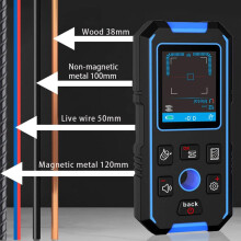 Regeldetektor med bakgrundsbelyst LCD-skärm, metalldetektor för icke-metalldetektering, AC-detektering och djupmätare, HD-skärmväggskanner för