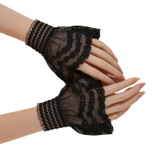 Role Play Ready Detachable Sleeves 3D Lace Decoration-Black