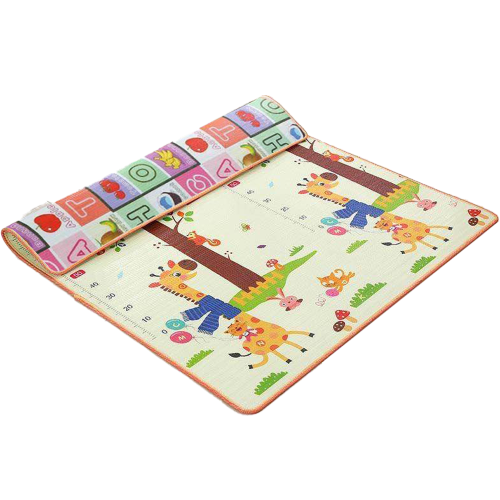 Infant Play Mat, XPE Foam Foldable Extra Large Space With Animals And Fruits, Non-Slip Surface For Safe Crawling, Reversible Design Waterproof Easy To