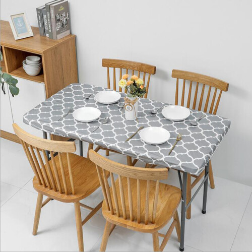 Waterproof Table Protector for Rectangular Tables, Easy to Clean Washable Tablecloth, PVC Flannel Back Elastic Edges Cover for Dining Kitchen Patio Us