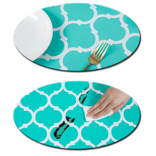 Waterproof Table Protector for Rectangular Tables, Easy to Clean Washable Tablecloth, PVC Flannel Back Elastic Edges Cover for Dining Kitchen Patio Us 1