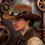 Punk Sueded Cowboy Cap With Western Design Goggles Roll-coffee 6