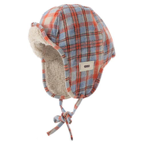 Stylish Grid Fleece Lined Earflap Hat Headgear for-red blue