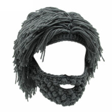 Cosplay Caveman Theme Knit Hat Acrylic Yarn-Dark Grey