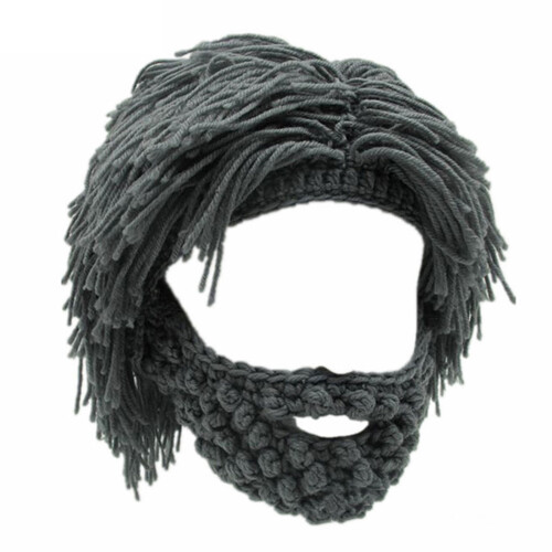 Cosplay Caveman Theme Knit Hat Acrylic Yarn-Dark Grey